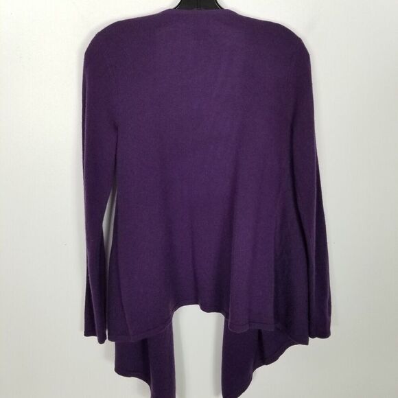 Black Saks Fifth Avenue Women Cashmere Cardigan Sweater Sz S Purple Open - Picture 4 of 7